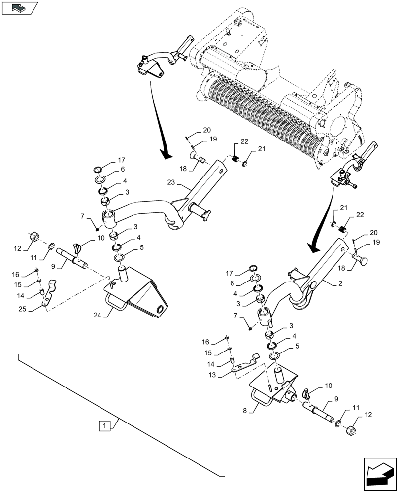 Схема запчастей Case IH LB334S - (88.044.001[01]) - DIA KIT: CASTER PICK-UP WHEELS SUPPORT - D137 (88) - ACCESSORIES