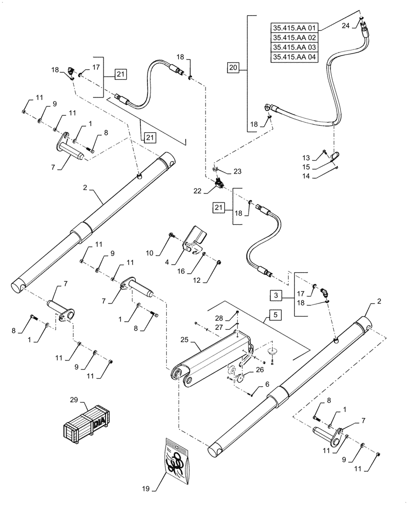 Схема запчастей Case IH 7088 - (35.410.AH) - FEEDER LIFT CYLINDER HYDRAULIC SYSTEM (35) - HYDRAULIC SYSTEMS
