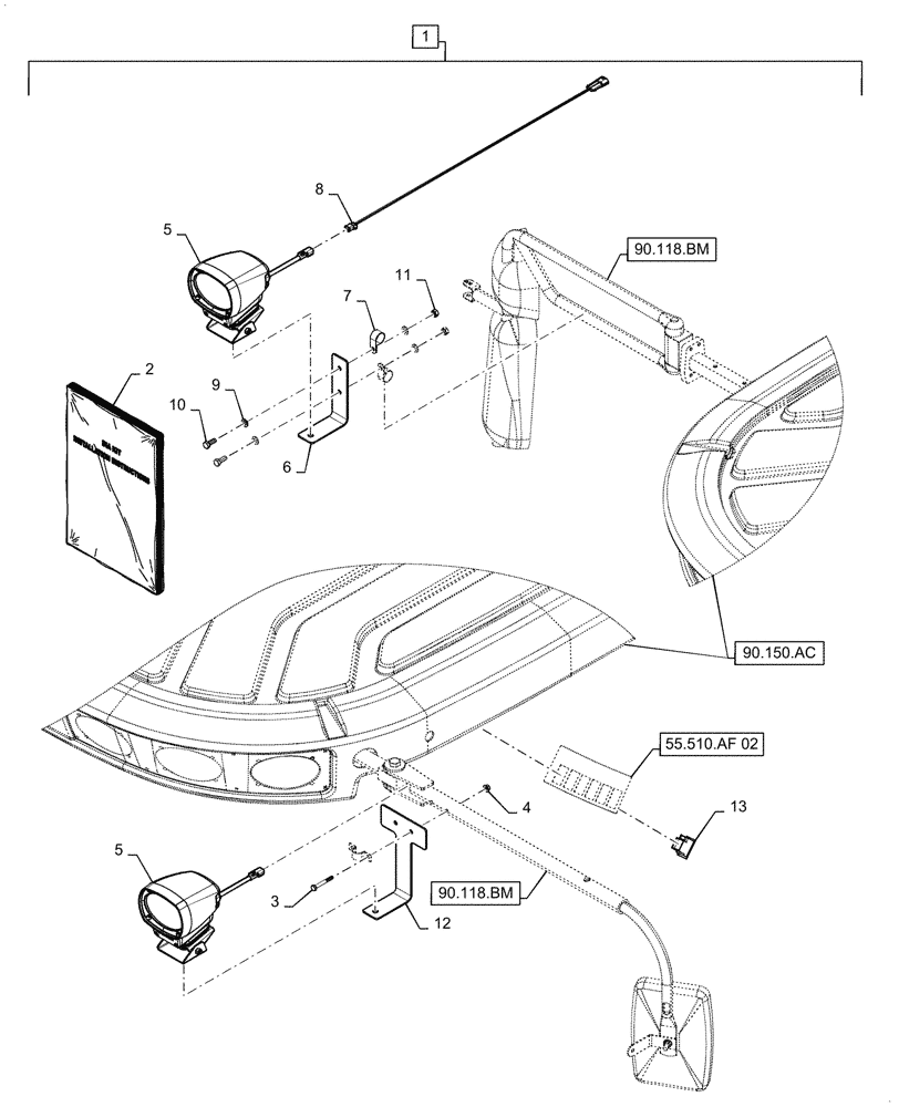 Схема запчастей Case IH 7088 - (88.100.55[04]) - DIA KIT, HID DISTANCE LIGHT (88) - ACCESSORIES