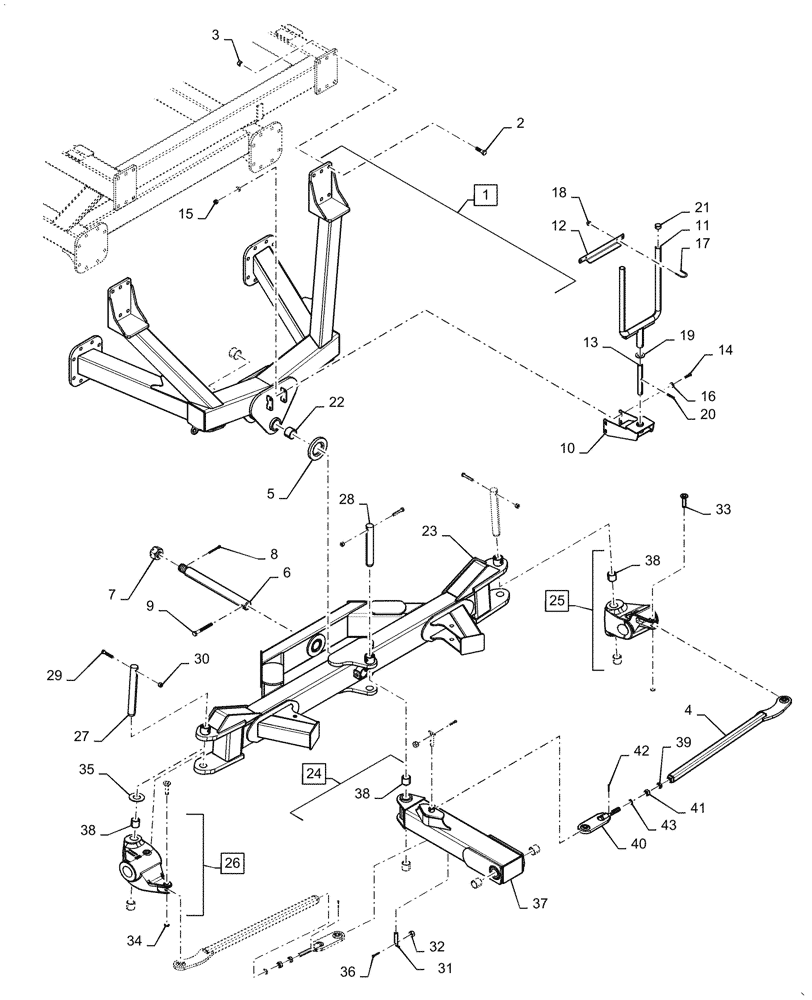 Схема запчастей Case IH 4585 - (39.130.AH[03]) - FRONT FRAME, TOE BEHIND (39) - FRAMES AND BALLASTING