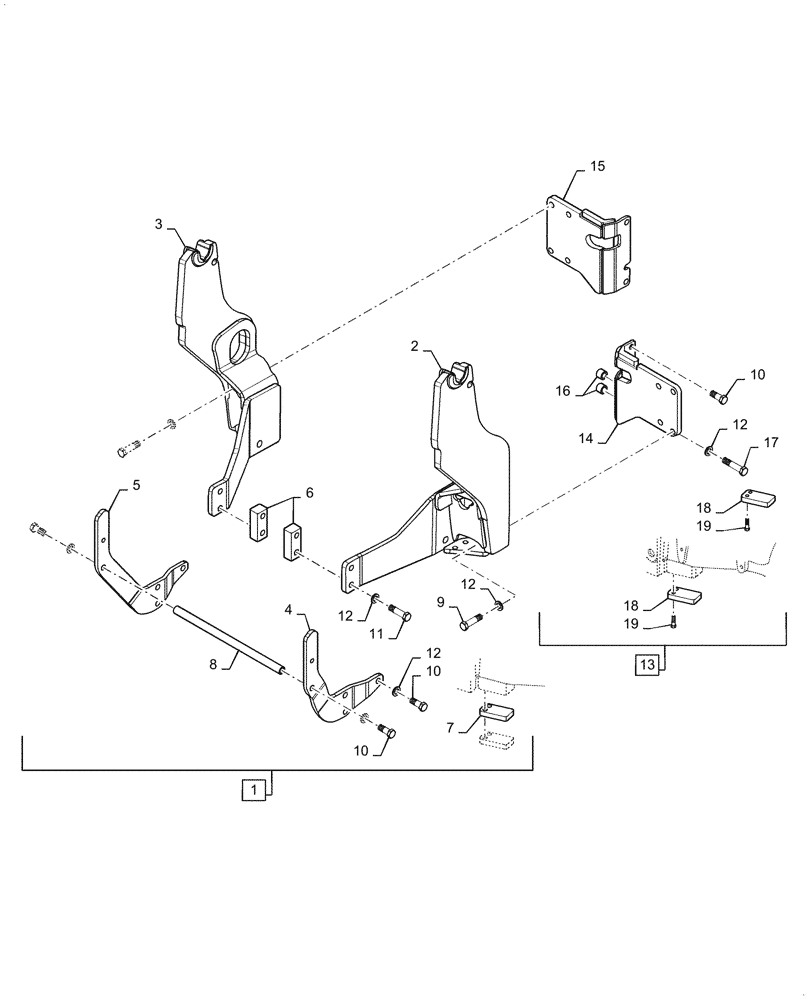 Схема запчастей Case IH L720 - (39.100.030) - VAR - 717684006, 717685006 - SUBFRAME, MOUNTING PARTS (39) - FRAMES AND BALLASTING