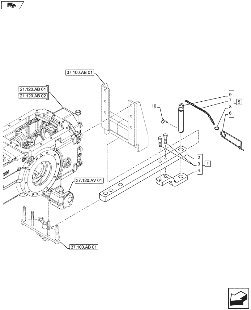 Схема запчастей Case IH FARMALL 115U - (37.100.AA[01]) - VAR - 330912, 332918, 333918 - DRAWBAR AND HITCH, DRAWBAR, ISO (37) - HITCHES, DRAWBARS & IMPLEMENT COUPLINGS