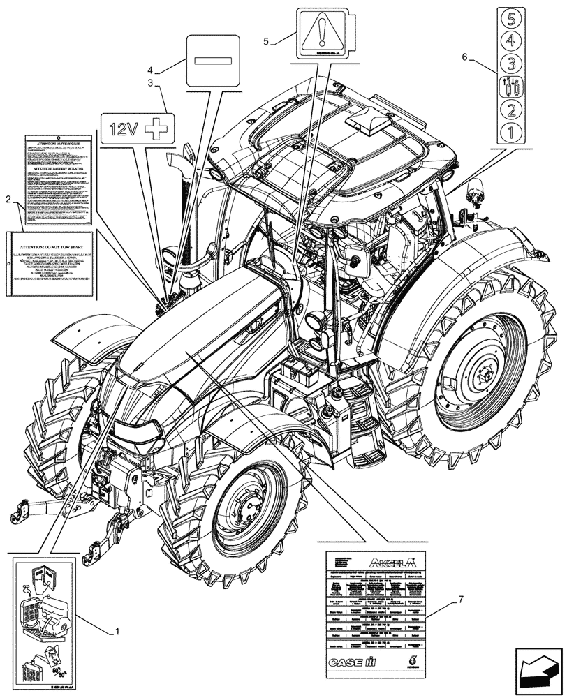 Схема запчастей Case IH MAXXUM 135 - (90.124.AA[24]) - VAR - 392208, 744940 - DECAL (90) - PLATFORM, CAB, BODYWORK AND DECALS