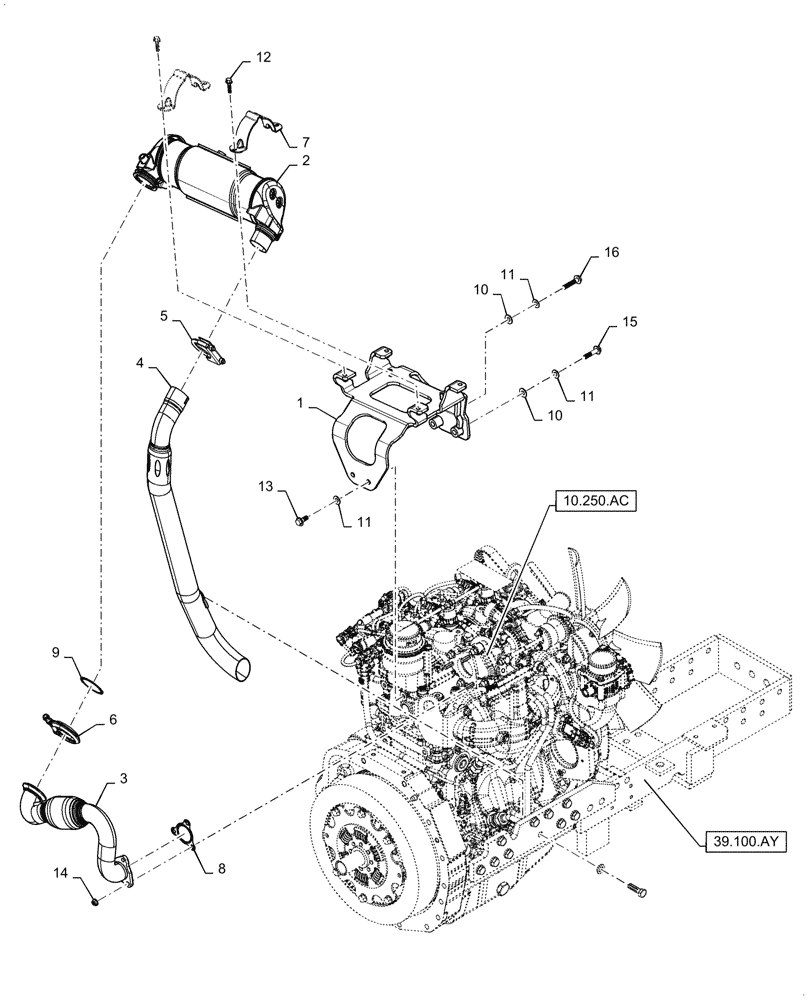 Схема запчастей Case IH FARMALL 45C - (10.500.AO) - EXHAUST SYSTEM (10) - ENGINE