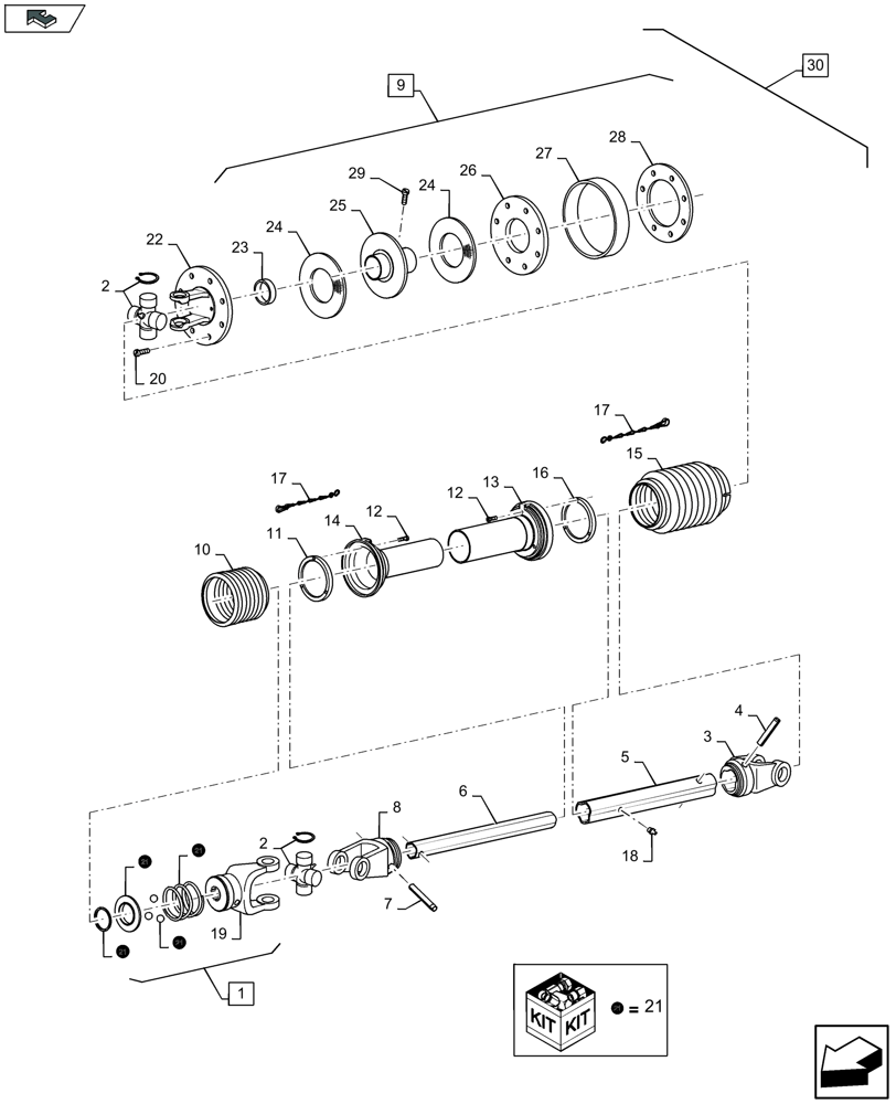 Схема запчастей Case IH 3050-41FT - (58.100.141) - POWER TAKE-OFF RH - D104 (58) - ATTACHMENTS/HEADERS