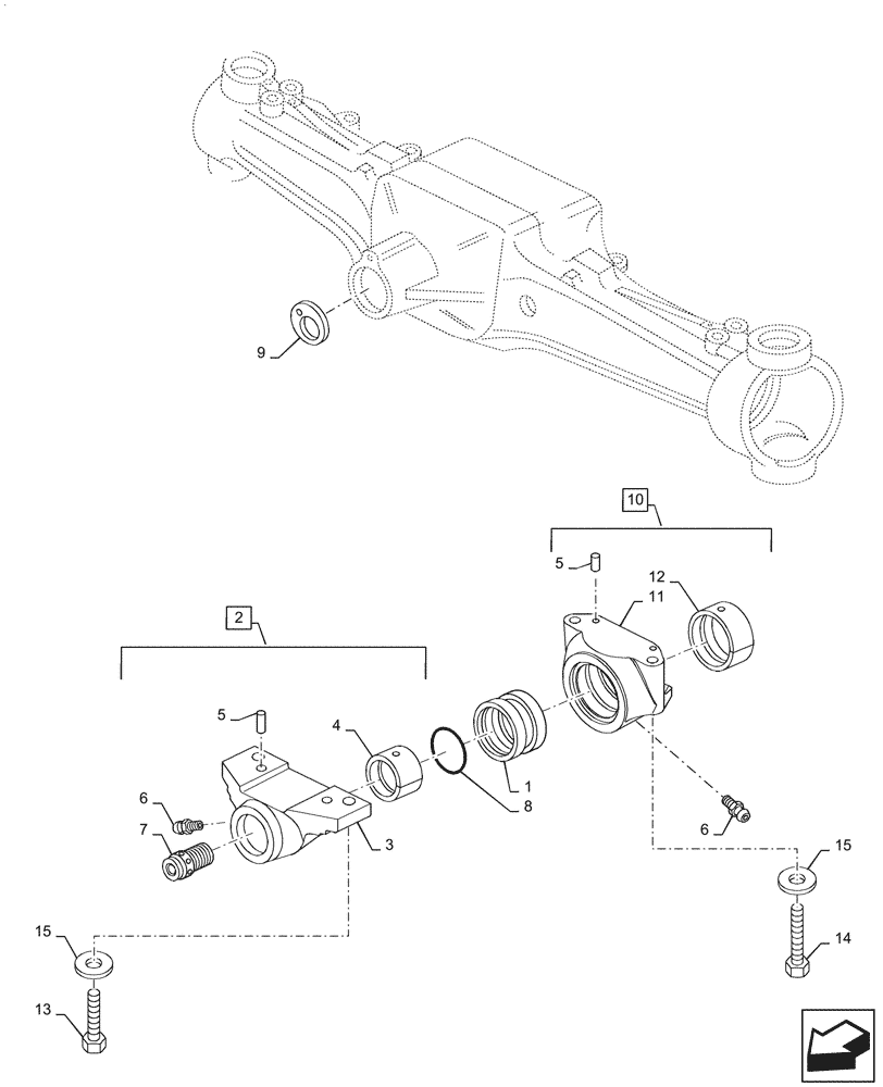 Схема запчастей Case IH PUMA1804 - (25.100.AI[01]) - AXLE SUPPORT, ARTICULATION (25) - FRONT AXLE SYSTEM