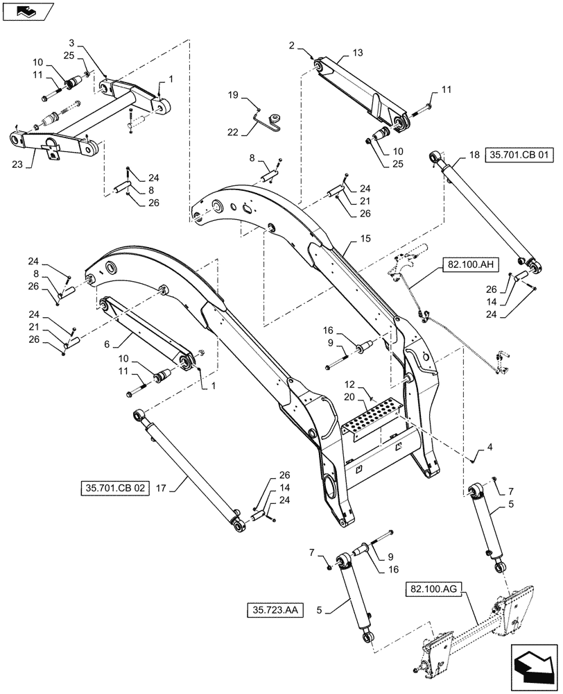 Схема запчастей Case IH SV250 - (84.910.AA) - BOOM (84) - BOOMS, DIPPERS & BUCKETS
