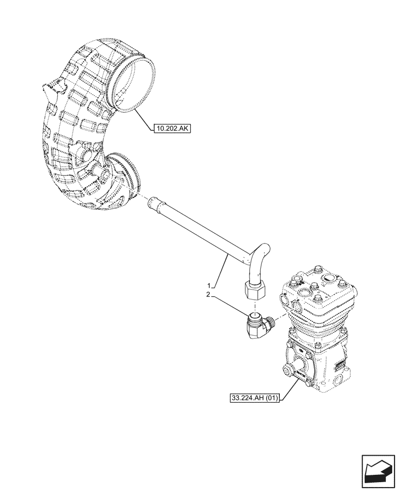 Схема запчастей Case IH PUMA 185 CVT - (33.224.AJ[04]) - VAR - 337481, 337482, 337484, 337487, 337488, 337491 - TRAILER, BRAKE, COMPRESSOR, DRAIN LINE (33) - BRAKES & CONTROLS