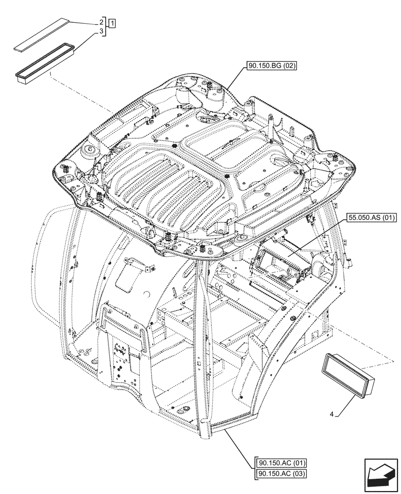 Схема запчастей Case IH MAXXUM 135 - (50.104.AQ[01]) - VAR - 392209, 743729, 758320, 758321 - CAB, AIR FILTER, HIGH PROFILE ROOF (50) - CAB CLIMATE CONTROL