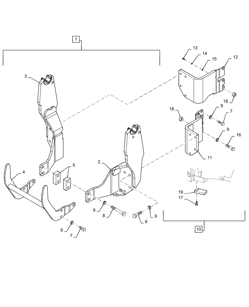 Схема запчастей Case IH L725 - (39.100.020) - VAR - 717683006, 730656006 - SUBFRAME, MOUNTING PARTS (39) - FRAMES AND BALLASTING