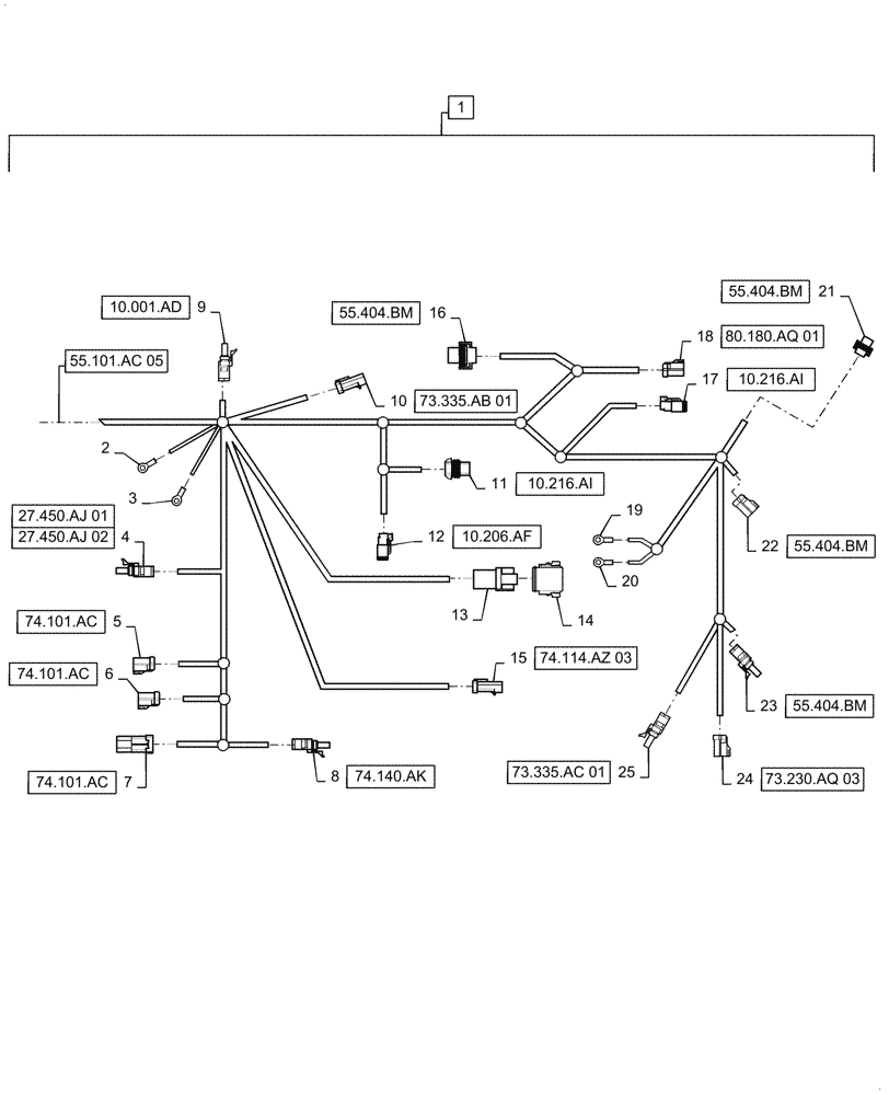 Схема запчастей Case IH 6088 - (55.101.AC[06]) - WIRE HARNESS, LEFT MAIN, CONTINUED (55) - ELECTRICAL SYSTEMS