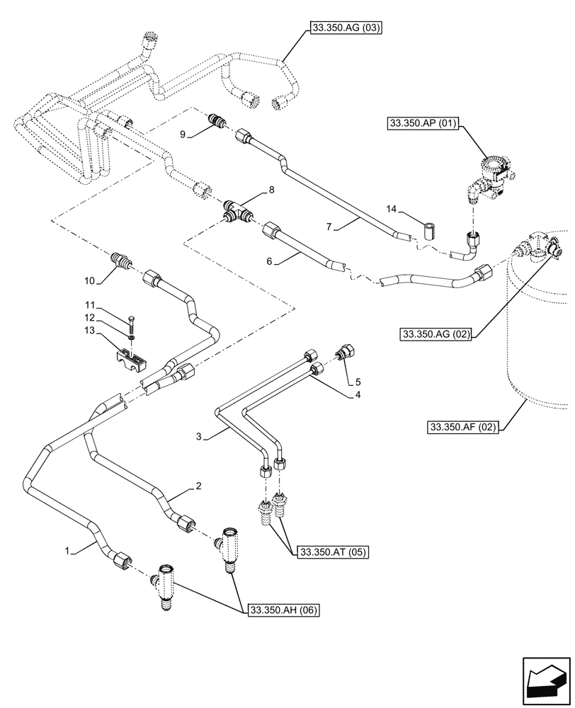 Схема запчастей Case IH PUMA 200 - (33.350.AH[08]) - VAR - 337479, 337480 - ANTILOCK BRAKING SYSTEM (ABS), LINE (33) - BRAKES & CONTROLS