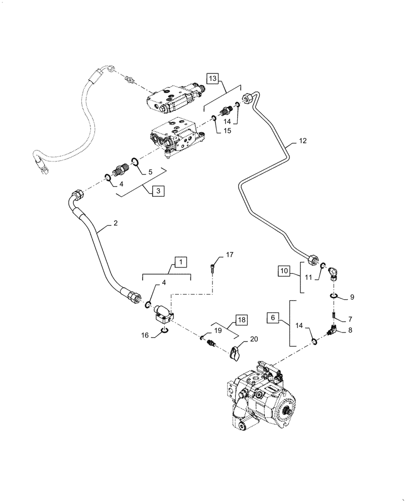 Схема запчастей Case IH PUMA1654 - (35.100.AR[04]) - LIFTER LINES - LIFTER CYLINDERS PIPES AND REMOTE CONTROL VALVES DRAIN (35) - HYDRAULIC SYSTEMS