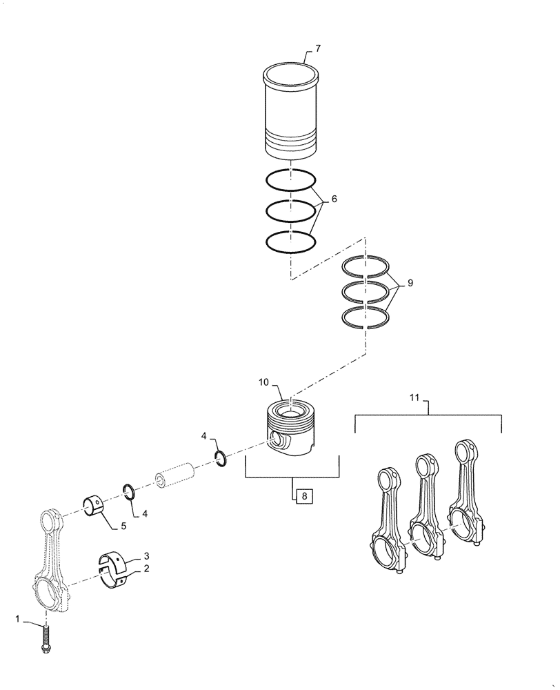 Схема запчастей Case IH FARMALL 45C - (10.105.AB) - PISTON, CONNECTING ROD, ENGINE (10) - ENGINE