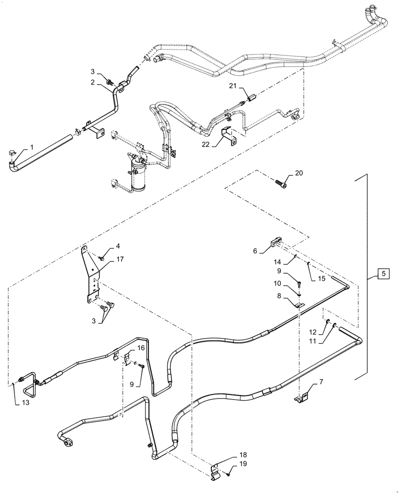 Схема запчастей Case IH PUMA1654 - (50.200.BY[04]) - AIR CONDITIONING, LINE (50) - CAB CLIMATE CONTROL