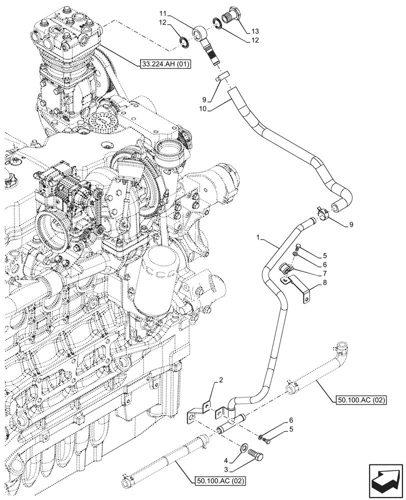 Схема запчастей Case IH PUMA 200 - (50.100.AC[03]) - VAR - 337481, 337482, 337484, 337487, 337488, 337491 - HEATER, LINE (50) - CAB CLIMATE CONTROL