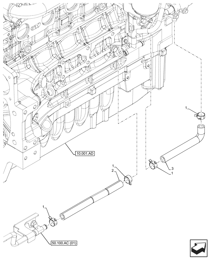 Схема запчастей Case IH PUMA 185 CVT - (50.100.AC[02]) - VAR - 337481, 337482, 337484, 337487, 337488, 337491 - HEATER, LINE (50) - CAB CLIMATE CONTROL