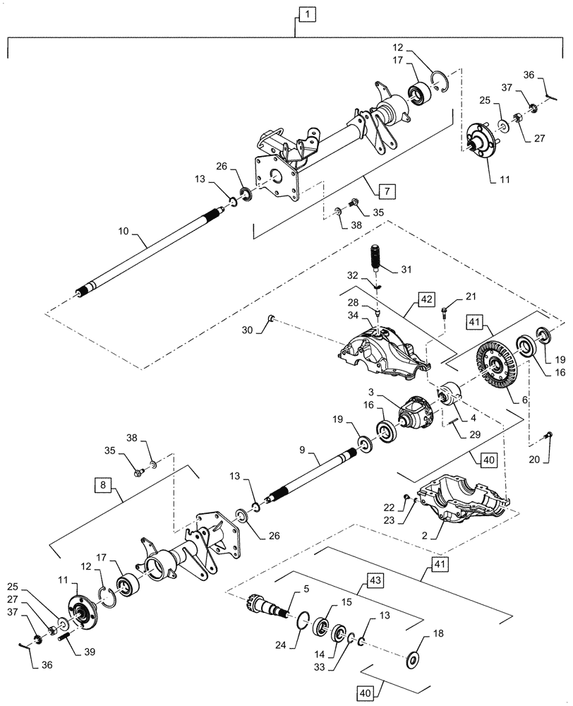 Схема запчастей Case IH SCOUT XL - (27.106.01[02]) - REAR DIFFERENTIAL (AFTER AUG 15 2011) (27) - REAR AXLE SYSTEM