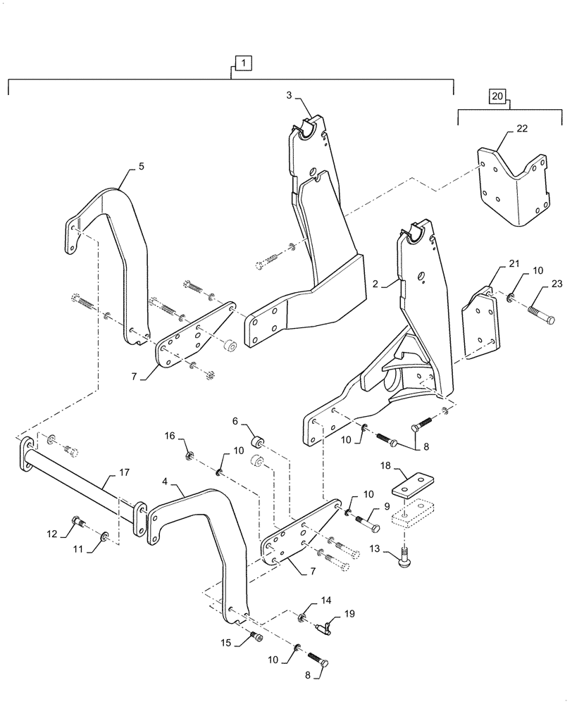 Схема запчастей Case IH L740 - (39.100.170) - VAR - 715456006, 716454036 - SUBFRAME, MOUNTING PARTS (39) - FRAMES AND BALLASTING