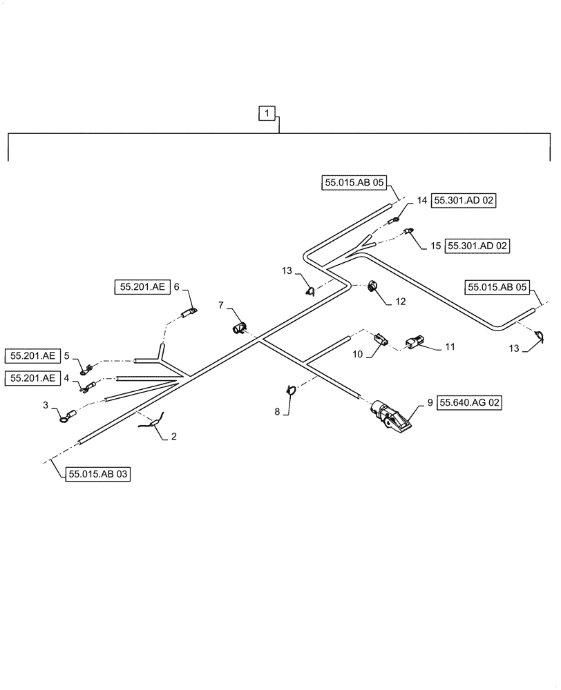 Схема запчастей Case IH 7140 - (55.015.AB[04]) - WIRE HARNESS, ENGINE, SN YEG012001 THRU YEG012595, CONTINUED (55) - ELECTRICAL SYSTEMS