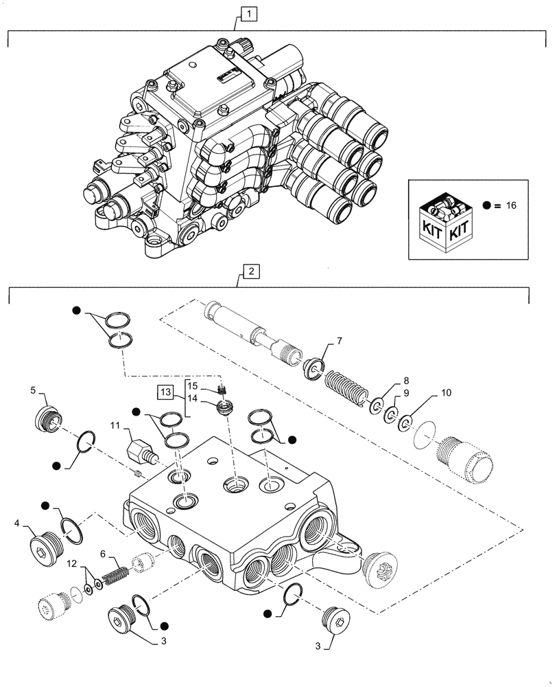 Схема запчастей Case IH PUMA1654 - (35.204.BE[11]) - REAR REMOTE CONTROL VALVE, DISTRIBUTOR (35) - HYDRAULIC SYSTEMS