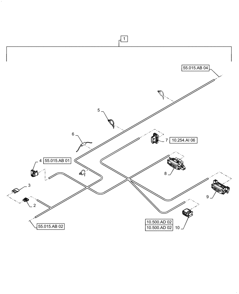 Схема запчастей Case IH 7140 - (55.015.AB[03]) - WIRE HARNESS, ENGINE, SN YEG012001 THRU YEG012595, CONTINUED (55) - ELECTRICAL SYSTEMS