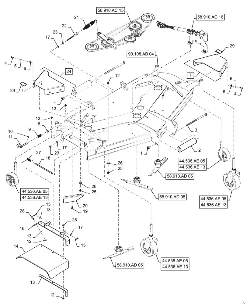 Схема запчастей Case IH MW272S - (58.910.AB[14]) - VAR - 717966226, 717966296 - MOWER DECK (58) - ATTACHMENTS/HEADERS