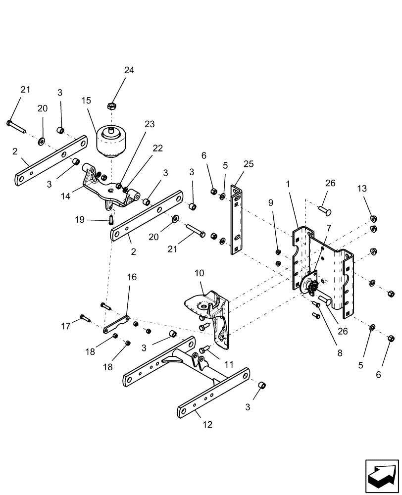 Схема запчастей Case IH 1250 - (75.200.25) - PNEUMATIC DOWN PRESSURE - 14" LINKAGE (75) - SOIL PREPARATION