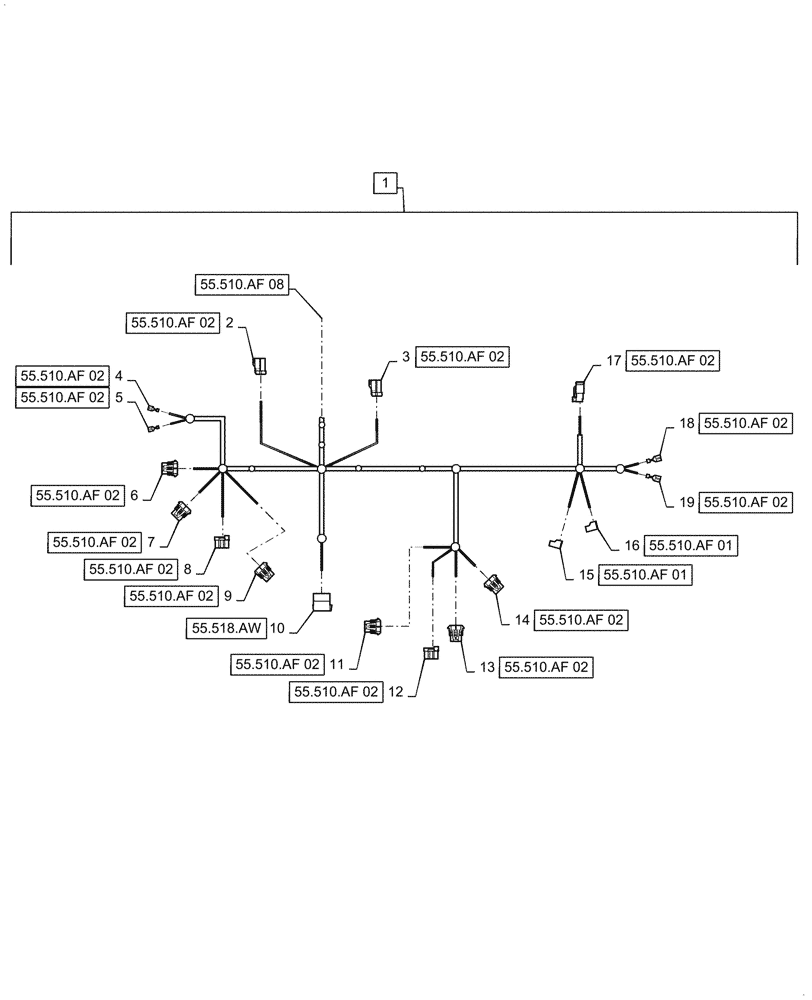 Схема запчастей Case IH 5088 - (55.510.AF[09]) - WIRE HARNESS, CAB MAIN, CONTINUED (55) - ELECTRICAL SYSTEMS