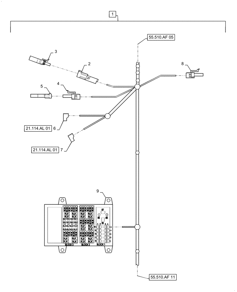Схема запчастей Case IH 5088 - (55.510.AF[10]) - WIRE HARNESS, CAB MAIN, CONTINUED (55) - ELECTRICAL SYSTEMS