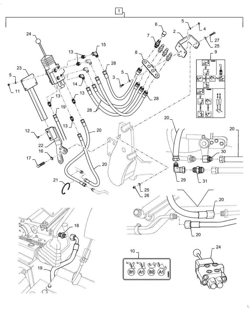 Схема запчастей Case IH L555 - (35.600.AQ[04]) - VAR - 713726006 - HYDRAULIC VALVE KIT, HYDR LINES (35) - HYDRAULIC SYSTEMS