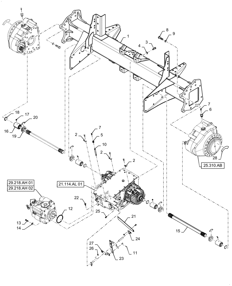 Схема запчастей Case IH 6088 - (25.100.AA) - FRONT AXLE ASSY (25) - FRONT AXLE SYSTEM
