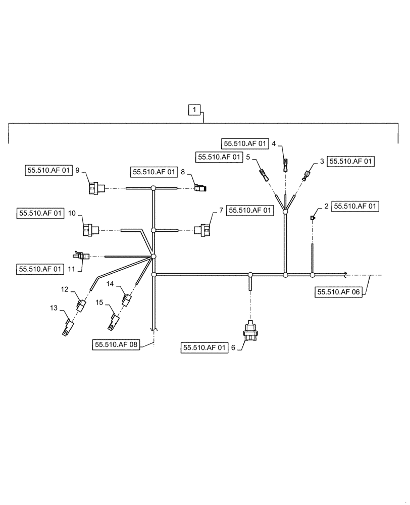 Схема запчастей Case IH 5088 - (55.510.AF[07]) - WIRE HARNESS, CAB MAIN, CONTINUED (55) - ELECTRICAL SYSTEMS