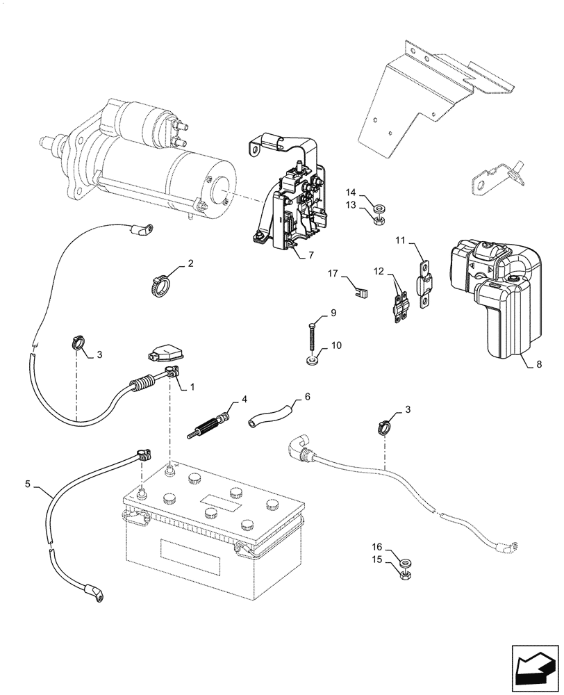 Схема запчастей Case IH PUMA1654 - (55.302.AV[02]) - BATTERY CABLES (55) - ELECTRICAL SYSTEMS