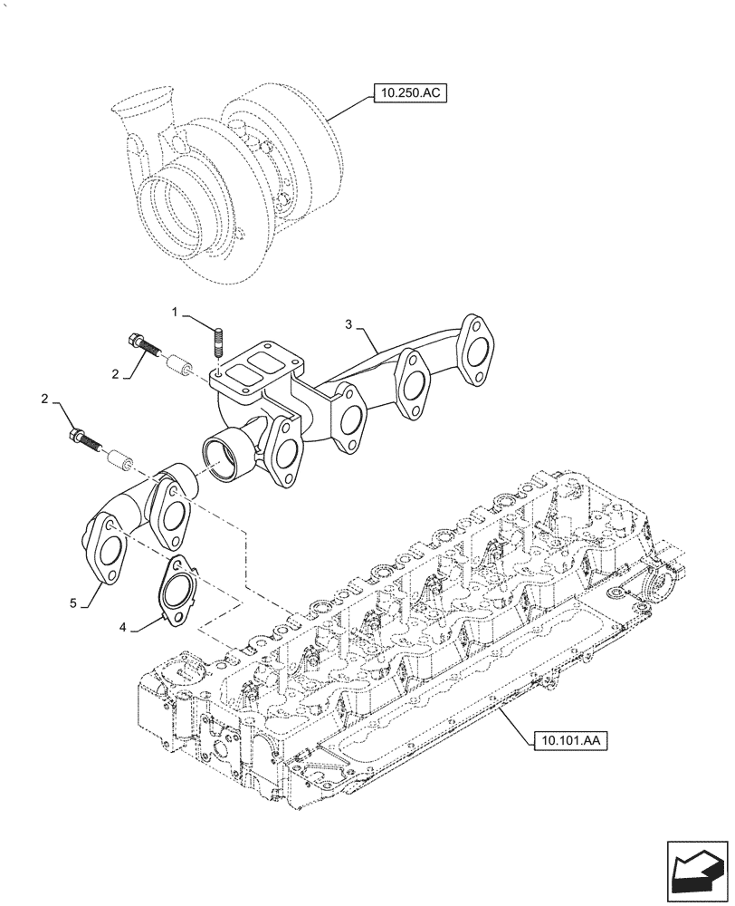 Схема запчастей Case IH PUMA1804 - (10.254.AC[01]) - EXHAUST MANIFOLD, 155-180 HP (10) - ENGINE