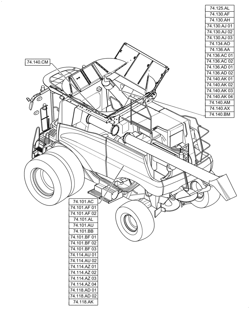 Схема запчастей Case IH 7088 - (74.000.00) - SECTION INDEX - CLEANING (74) - CLEANING