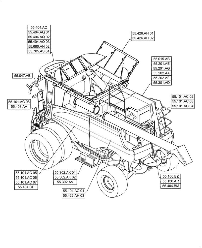 Схема запчастей Case IH 7088 - (55.000.00[01]) - SECTION INDEX - ELECTRICAL SYSTEMS (55) - ELECTRICAL SYSTEMS