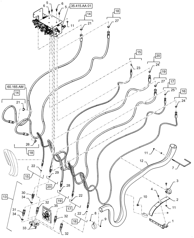 Схема запчастей Case IH 6088 - (35.518.AC[01]) - VAR - 425079, 425080, 425084, 425085 - FEEDER HYDRAULIC SYSTEM, STANDARD (35) - HYDRAULIC SYSTEMS