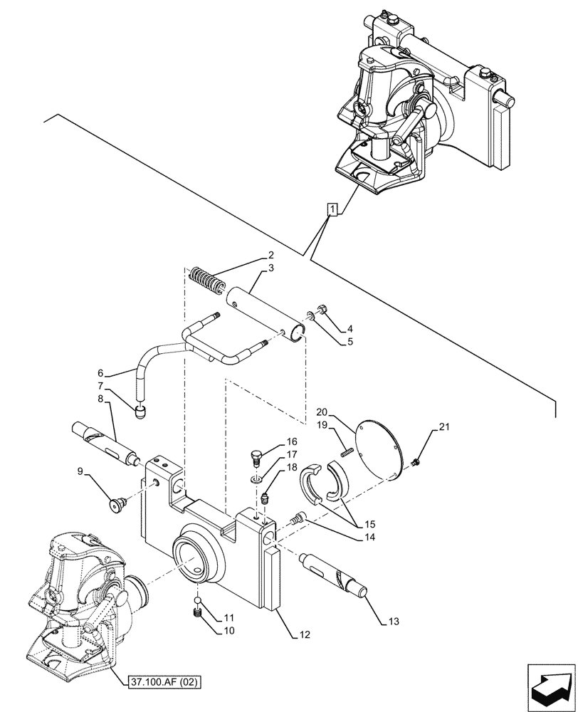 Схема запчастей Case IH FARMLIFT 935 - (37.100.AF[07]) - VAR - 749742 - TRAILER HITCH (37) - HITCHES, DRAWBARS & IMPLEMENT COUPLINGS