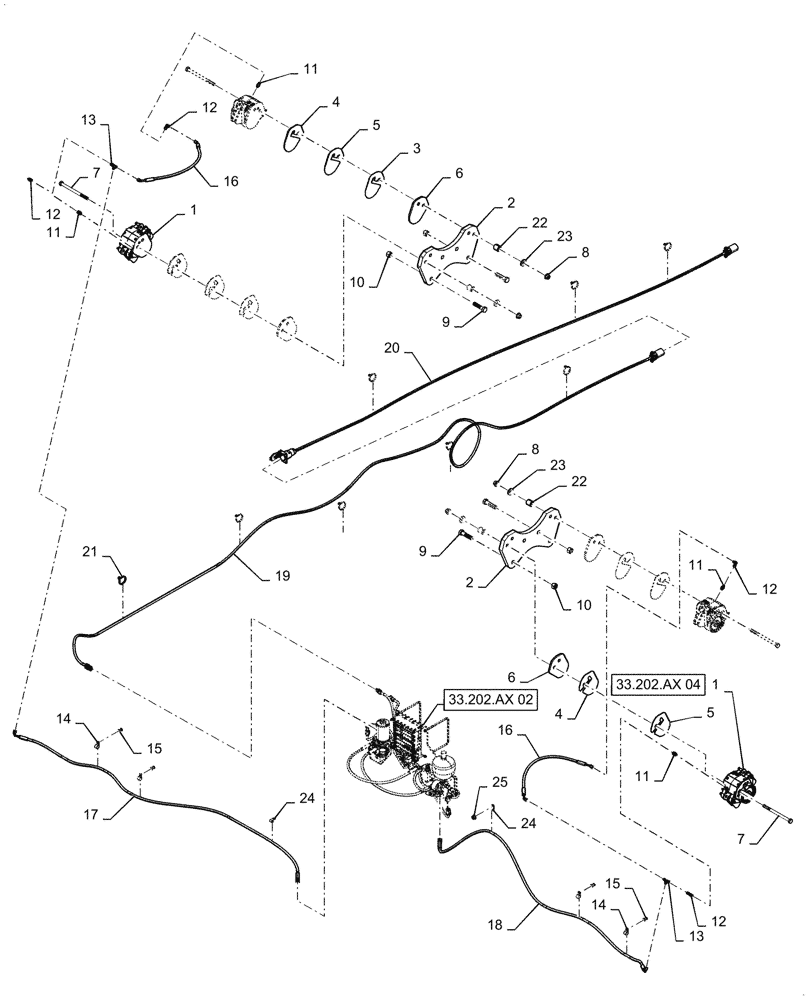 Схема запчастей Case IH 3555 - (33.202.AX[03]) - DUAL BRAKES (33) - BRAKES & CONTROLS