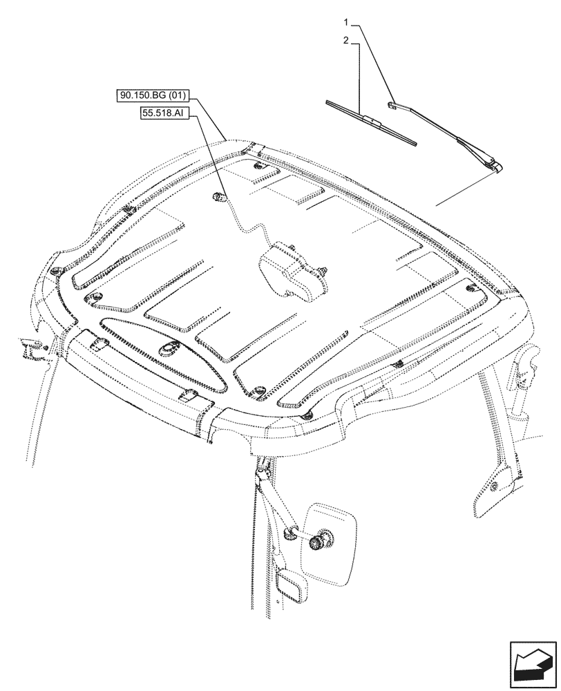 Схема запчастей Case IH PUMA 185 - (55.518.AH[03]) - VAR - 337473, 337475 - REAR, WIPER ARM, CAB (55) - ELECTRICAL SYSTEMS