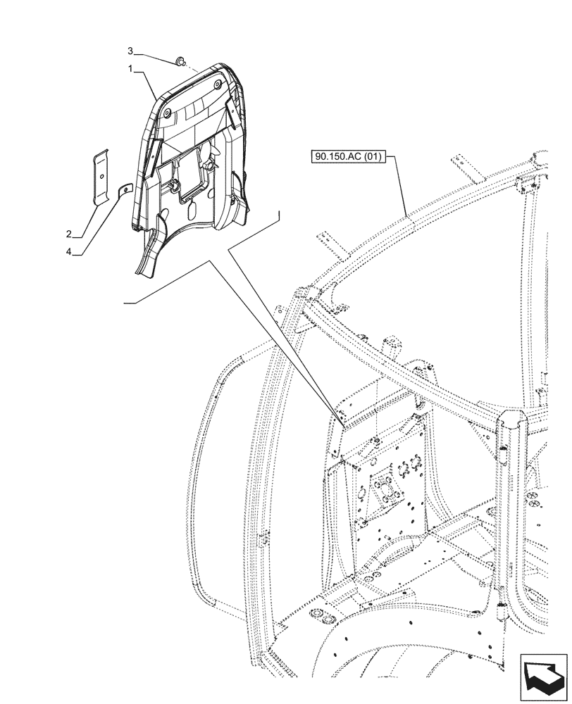 Схема запчастей Case IH PUMA 185 - (90.105.CQ[03]) - VAR - 337473, 337475 - BULKHEAD, INSULATOR (90) - PLATFORM, CAB, BODYWORK AND DECALS