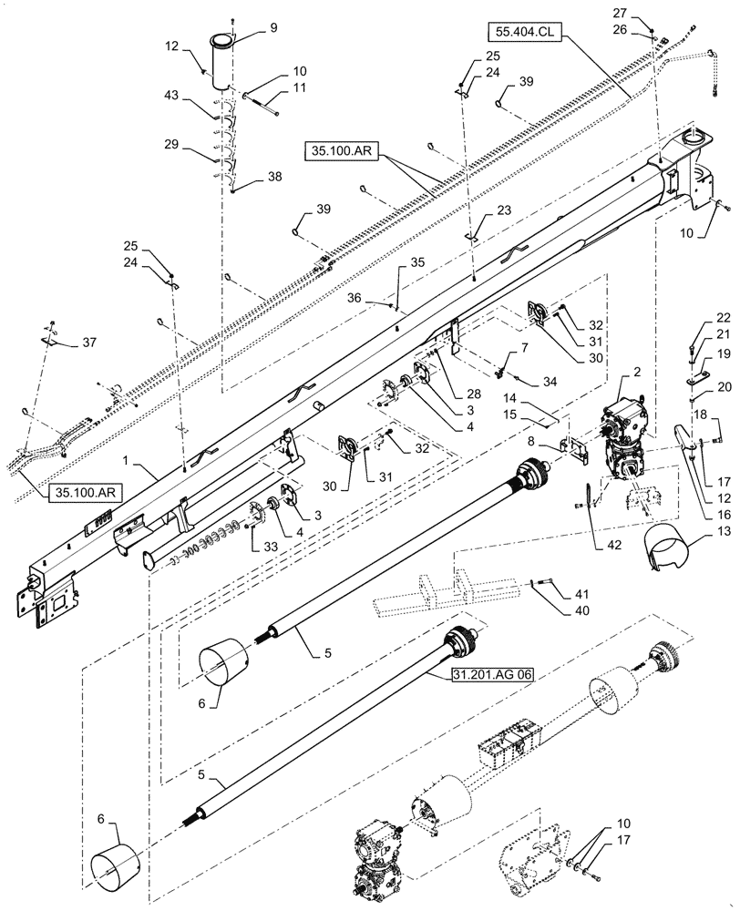 Схема запчастей Case IH DC163 - (39.110.AM[02]) - TONGUE, SWIVEL, LESS HITCH (39) - FRAMES AND BALLASTING