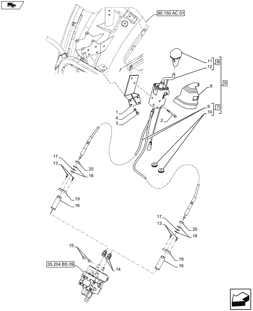 Схема запчастей Case IH FARMALL 105U - (55.512.CL[02A]) - VAR - 743918 - JOYSTICK MOUNTING, NA - BEGIN YR 29-SEP-2013 (55) - ELECTRICAL SYSTEMS