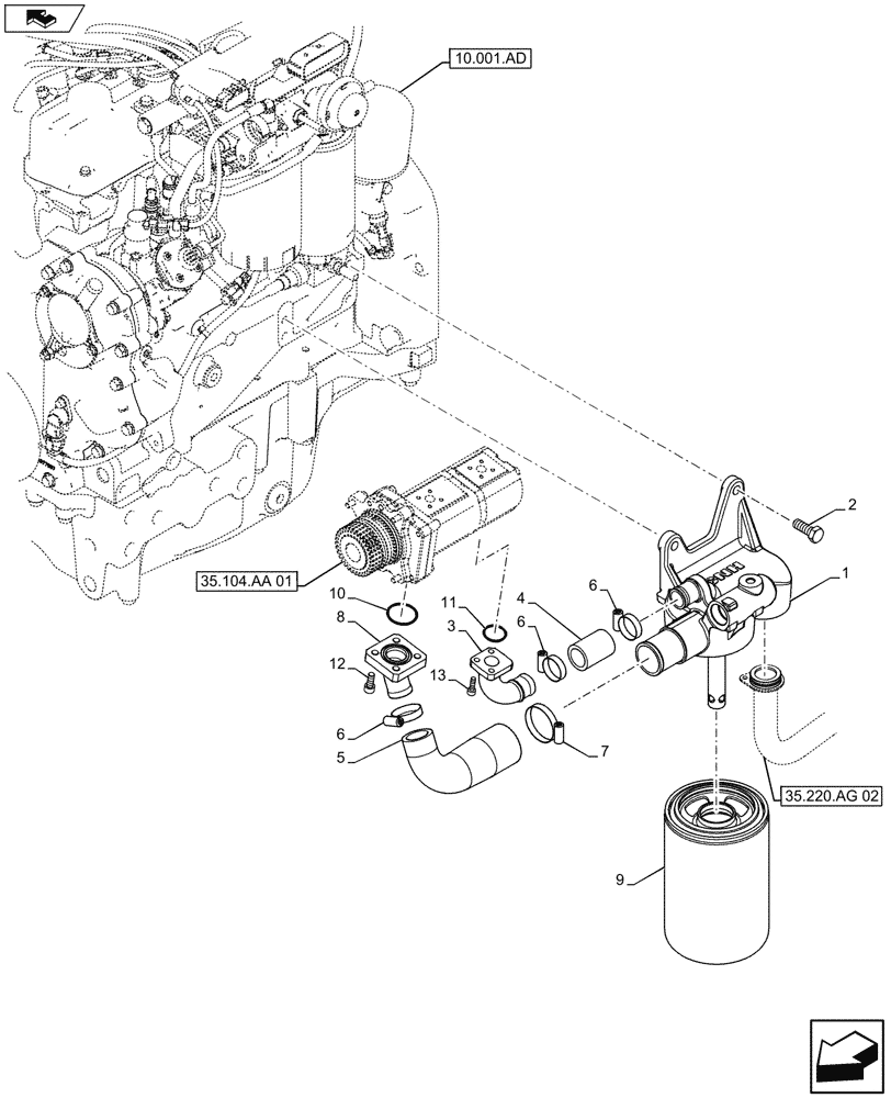 Схема запчастей Case IH FARMALL 115U - (35.220.AG[01A]) - STD + VAR - 743911 - HYDRAULIC OIL FILTER, W/ 61 L/MIN HYDRAULIC PUMP - BEGIN YR 28-MAY-2014 (35) - HYDRAULIC SYSTEMS