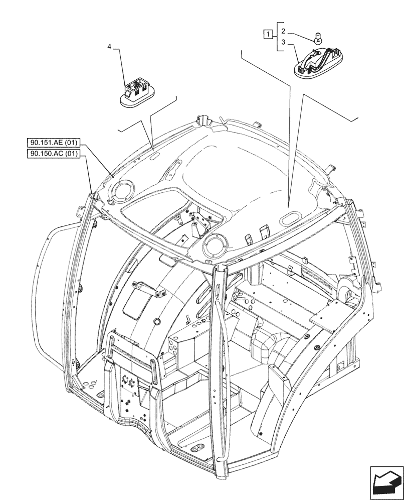 Схема запчастей Case IH PUMA 185 CVT - (55.514.AA[01]) - VAR - 337473, 337475, 337476 - INTERIOR LIGHT, CAB (55) - ELECTRICAL SYSTEMS