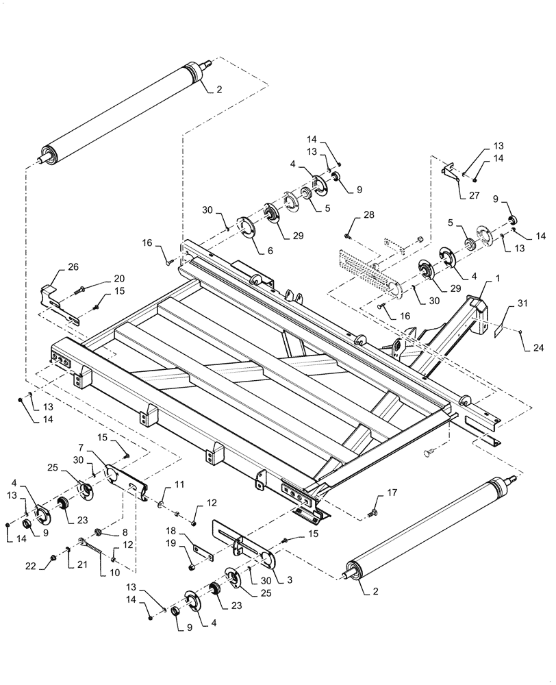 Схема запчастей Case IH DOUBLE WINDROW - (58.900.AG[02]) - ROLLER, BELT, ATTACHMENT (58) - ATTACHMENTS/HEADERS