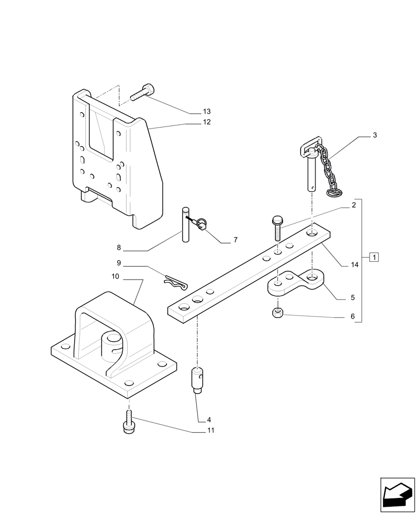 Схема запчастей Case IH PUMA 200 - (37.100.AA[04]) - INDIPENDENT SWINGING DRAWBAR W/CLEVIS (37) - HITCHES, DRAWBARS & IMPLEMENT COUPLINGS