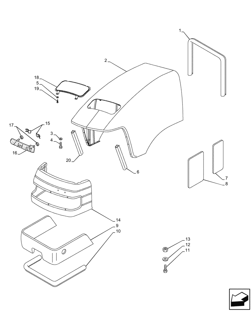 Схема запчастей Case IH JX95HC PLUS - (90.100.040) - STD + VAR - 391606 - HOOD (90) - PLATFORM, CAB, BODYWORK AND DECALS