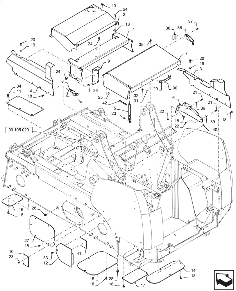 Схема запчастей Case IH SV300 - (90.100.AG) - HOOS AND COVERS 01-OCT-2016 AND AFTER (90) - PLATFORM, CAB, BODYWORK AND DECALS